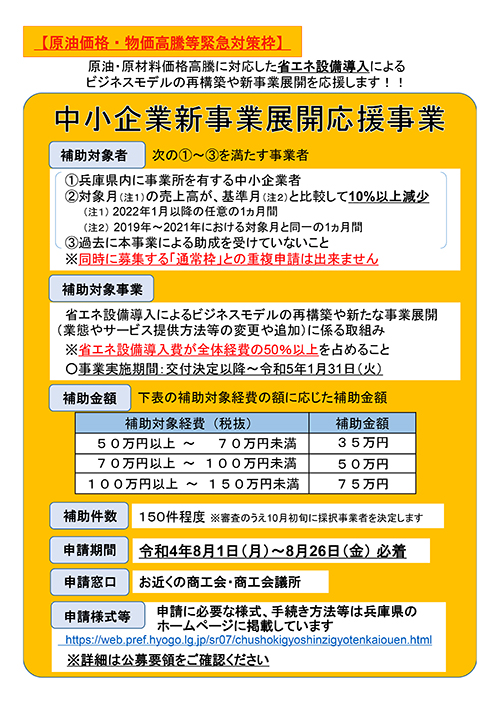 中小企業新事業展開応援事業（第2回公募）【特別】