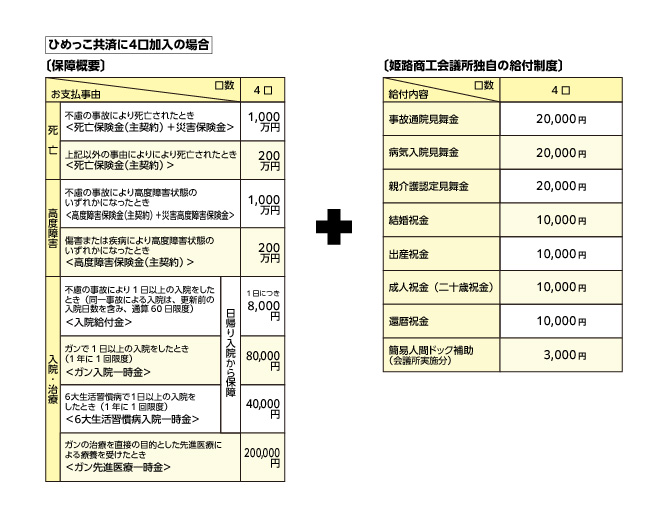 ひめっこ共済に4口加入の場合